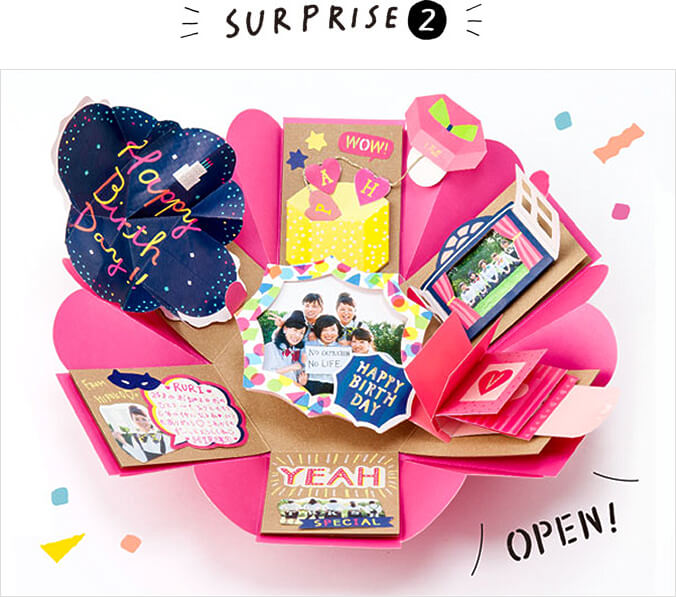 飛び出す写真と華やかなデコレーション