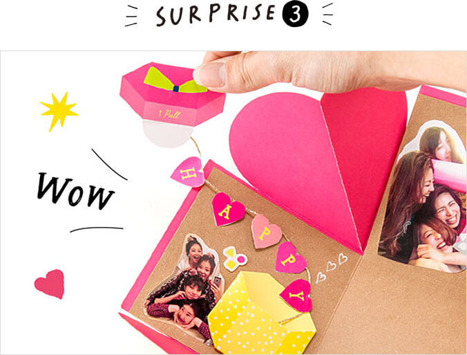 写真やメッセージの仕掛けがいっぱい